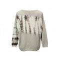A long-sleeve tie-dye top in beige and brown tones.