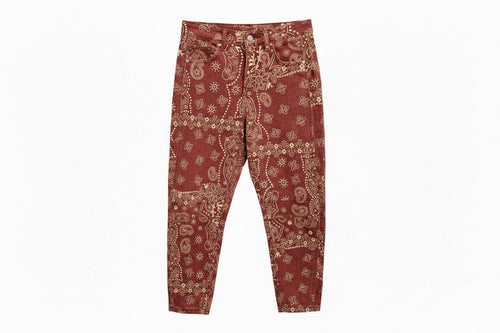Red bandana print cropped pants 